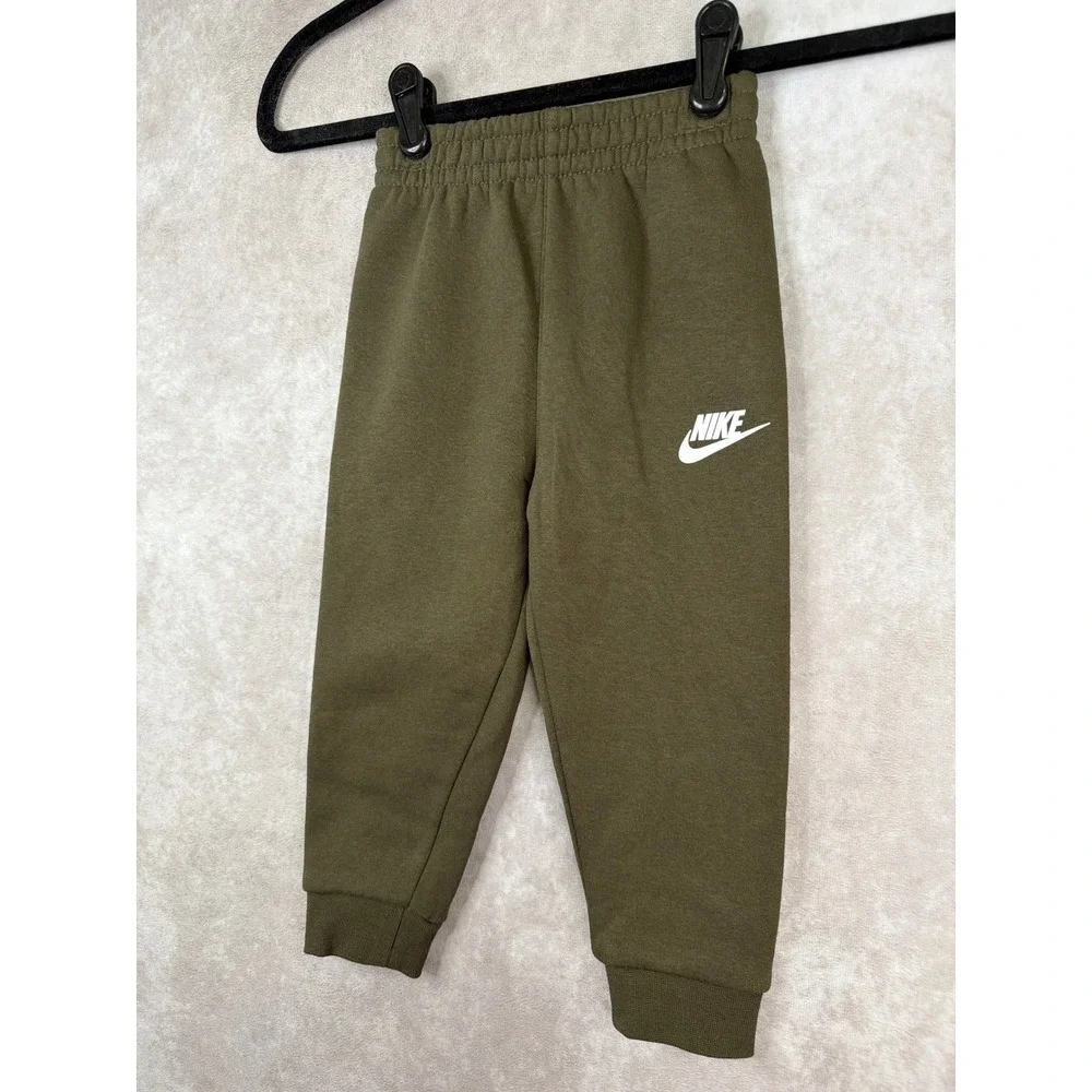 NWT Nike Jogger Pants Kids 24M Olive Green Fleece‎ Sweatpants L288-F84